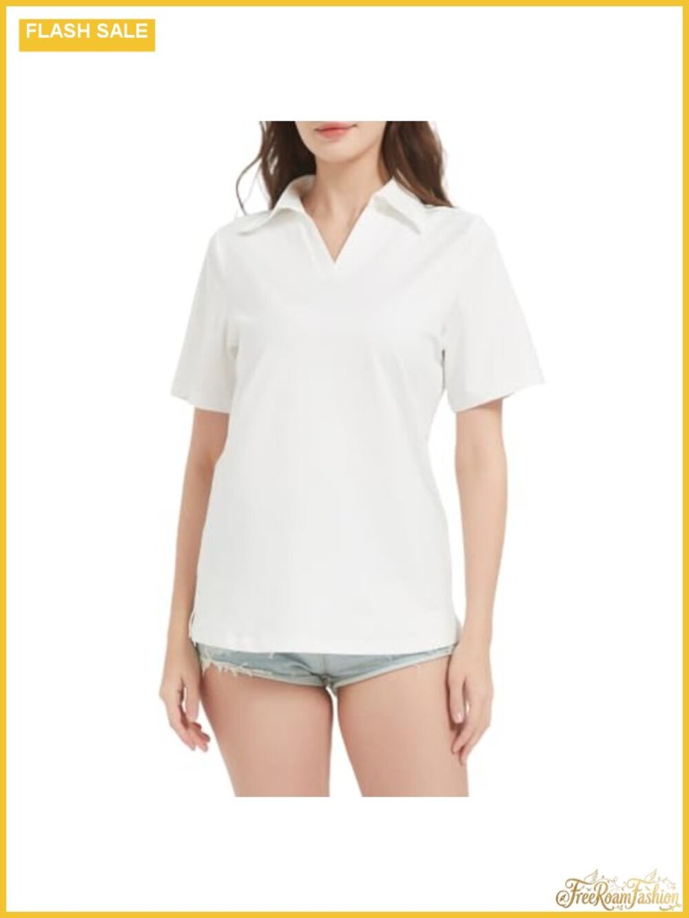 Women's V Neck Polo Shirt Short Sleeve Moisture Wicking Golf Top